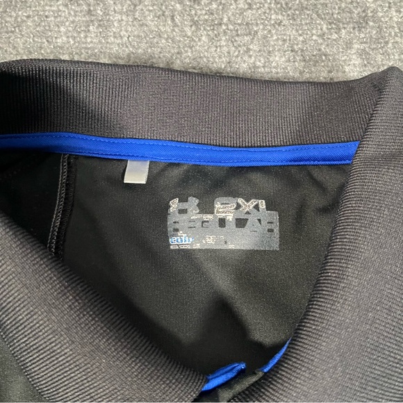 Under Armour Polo Shirt Mens 2xl Xxl Infrared Black 1/4 Zip Pullover Cold Gear - Picture 4 of 12